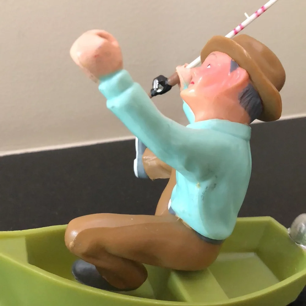 Wilton Fisherman With Boat/ Rod Cake Topper- Vintage 1978